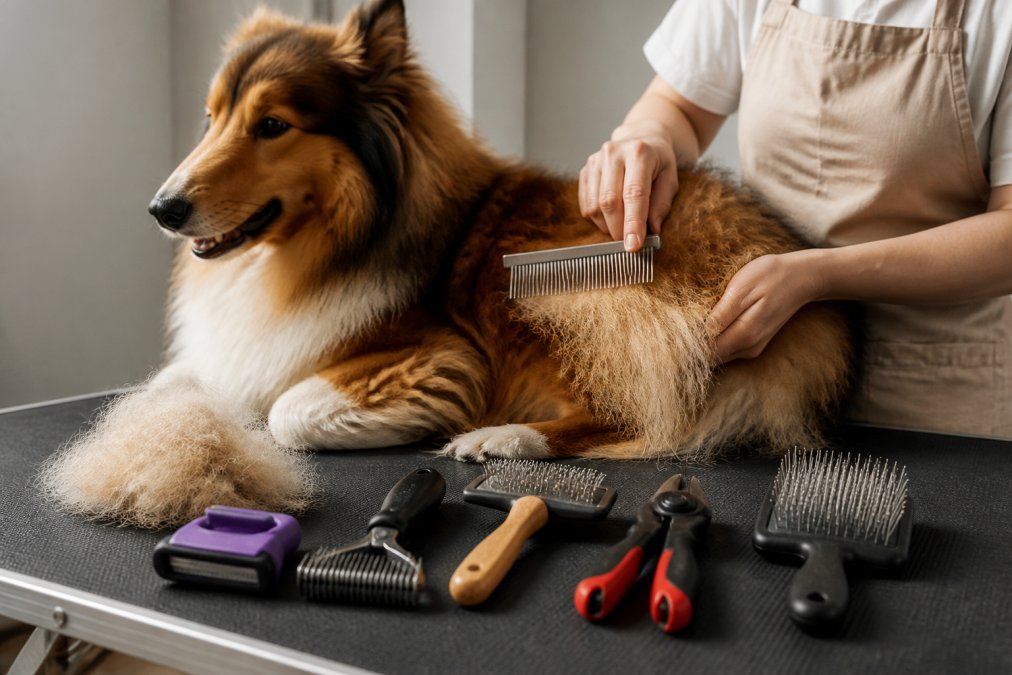Herramientas de aseo para perros con doble capa
